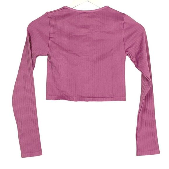 NWT Anthropologie Mauve Ribbed Long Sleeve Cropped Cardigan Size XXS/XS - Picture 6 of 14